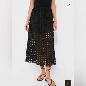 Tuckernuck black cotton eyelet Eve skirt -Large-NWT